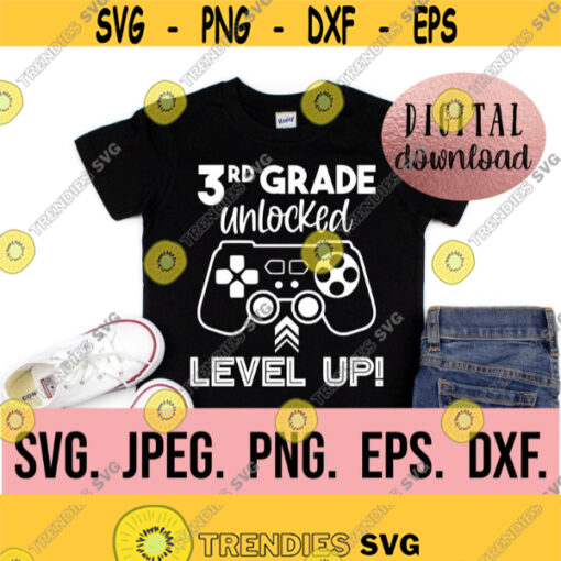3rd Grade Unlocked Level Up SVG Hello Grade 3 svg Instant Download Cricut Cut File Back To School png Third Grade Teacher SVG Design 212