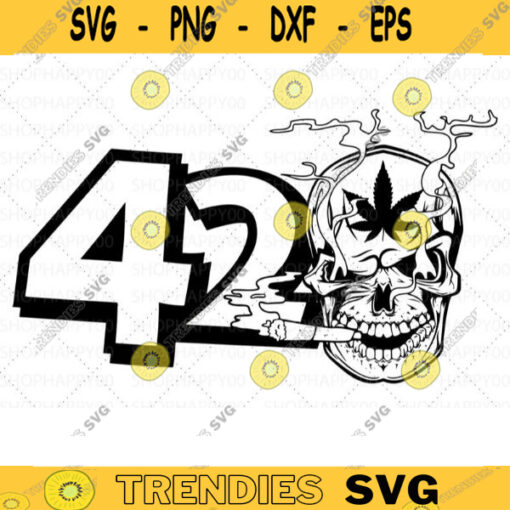 420 Skull Smoking Blunt Pot Weed Leaf High Life Head Grass Cannabis Marijuana SVG PNG JPG Vector Clipart Svg Files For Cricut 535 copy