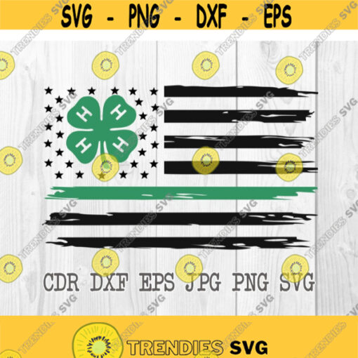 4H clover vector silhouette instant download green 4 h clover printable design four leaf clover flag vector silhouette Design 135
