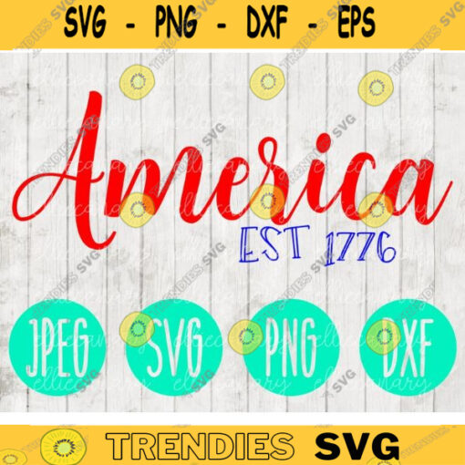 4th of July America Est 1776 USA Red White Blue svg png jpeg dxf cutting file Commercial Use Patriotic SVG Vinyl Cut File 297