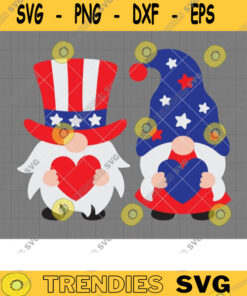 4th of July Gnome Couple SVG Independence Day Patriotic USA America Red White Blue Stars Stripes Boy and Girl Summer Gnomes Svg Png Clipart copy
