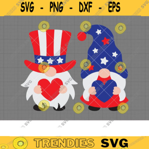 4th of July Gnome Couple SVG Independence Day Patriotic USA America Red White Blue Stars Stripes Boy and Girl Summer Gnomes Svg Png Clipart copy