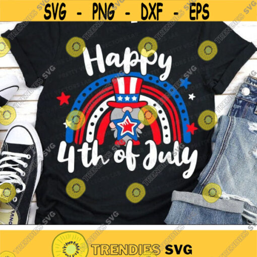 4th of July Gnome Svg Patriotic Rainbow Svg Happy 4th of July Svg Dxf Eps Png America Cut Files USA Gnome Clipart Silhouette Cricut Design 1670 .jpg