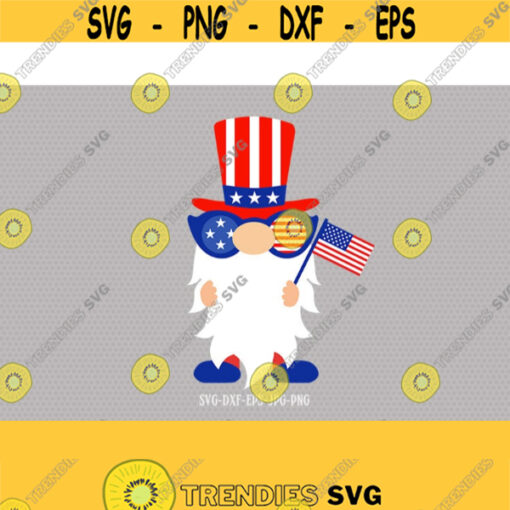 4th of July Gnome svg Patriotic Gnome svg gnomes svg 4th july svg independence day svg svg for CriCut silhouette svg jpg png dxf Design 596