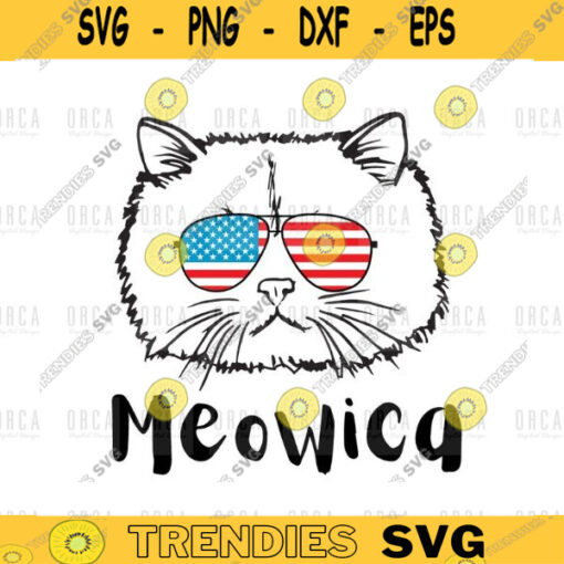 4th of July MeowicaAmerican Flag svg kitty 4th of july Meowica cat lover Svg pngdigital file 162