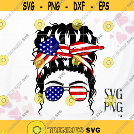 4th of July Messy Bun SVG Mom Life SVG Sublimation PNG American Flag svg Patriotic png for Shirt Cricut Silhouette Printable Design 75.jpg