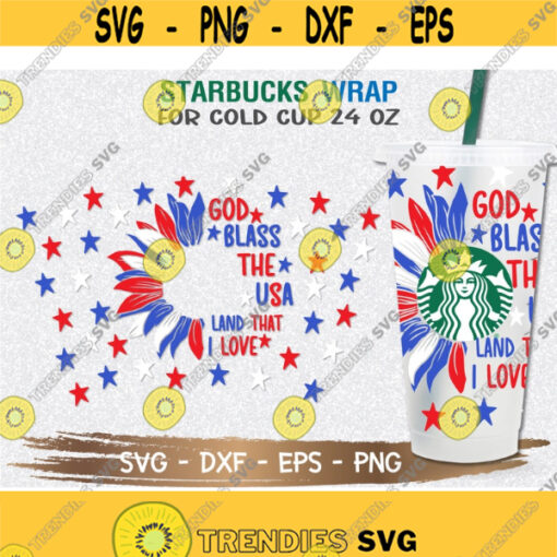 4th of July Sunflower Starbucks Cup SVG 4th of July svg Starbuck Cup SVG DIY Venti for Cricut 24oz venti cold cup Digital Download Design 158