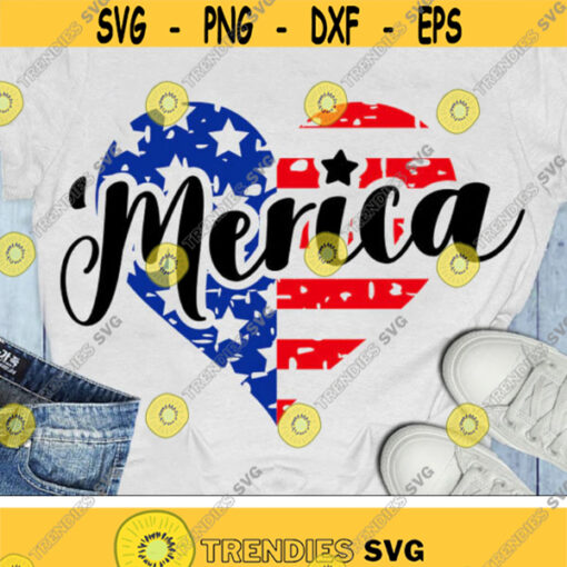 4th of July Svg Merica Svg Love USA Svg Distressed American Heart Svg Grunge Patriotic Heart Svg Dxf Eps Cricut Silhouette Cut files Design 2443 .jpg
