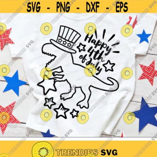 4th of July Svg Patriotic Dinosaur Svg Dino Outline Cut Files Boys USA Svg Dxf Eps Png Independence Day Kids Clipart Silhouette Cricut Design 2632 .jpg