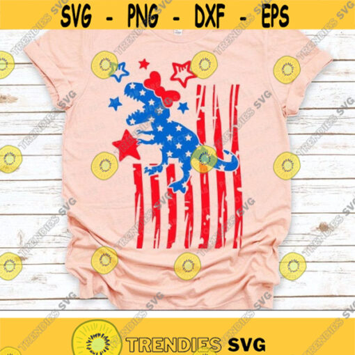 4th of July Svg Patriotic Dinosaur Svg Girls Svg USA T Rex Cut Files Dino American Flag Svg Dxf Eps Png Baby Girl Silhouette Cricut Design 611 .jpg