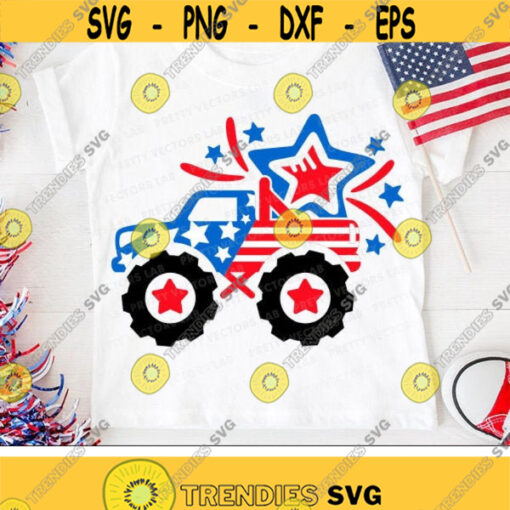 4th of July Svg Patriotic Monster Truck Svg America Cut Files Boys Clipart USA Svg Dxf Eps Png Kids Shirt Design Silhouette Cricut Design 1672 .jpg