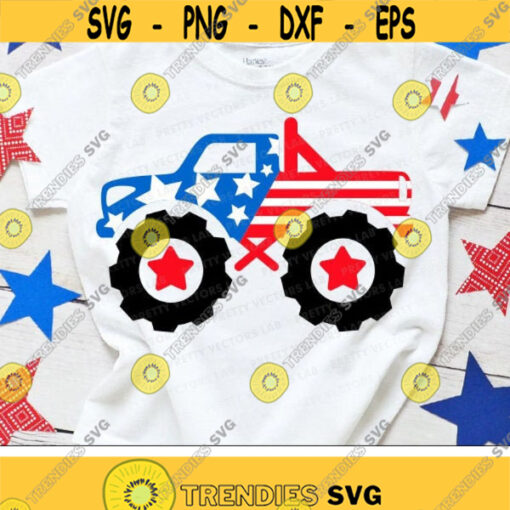 4th of July Svg Patriotic Monster Truck Svg Boys Fourth of July Svg America Svg Dxf Eps Png Baby Kids Shirt Design Silhouette Cricut Design 1801 .jpg