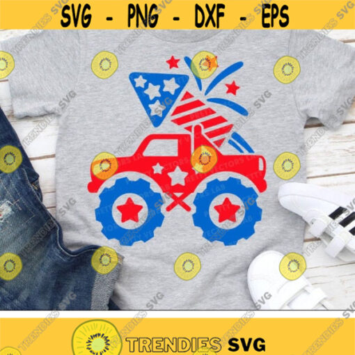 4th of July Svg Patriotic Monster Truck Svg Kids Cut Files USA Svg Dxf Eps Png Boys Shirt Design Fireworks Clipart Silhouette Cricut Design 1776 .jpg