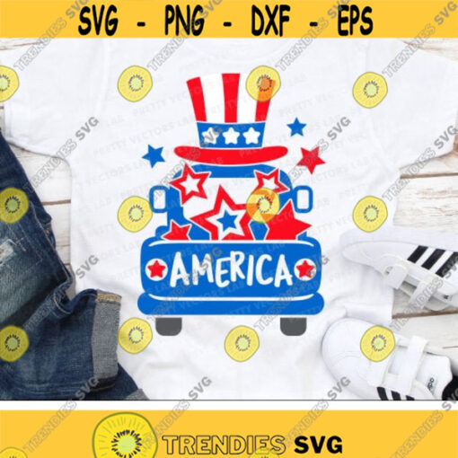 4th of July Svg Patriotic Truck Svg America Cut Files USA Old Truck Svg American Hat Svg Dxf Eps Png Kids Clipart Silhouette Cricut Design 2473 .jpg