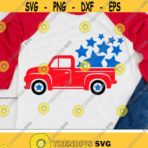 4th of July Svg Patriotic Truck Svg Dxf Eps Png USA Old Truck Cut Files Kids Shirt Design Boys Svg America Clipart Silhouette Cricut Design 2331 .jpg