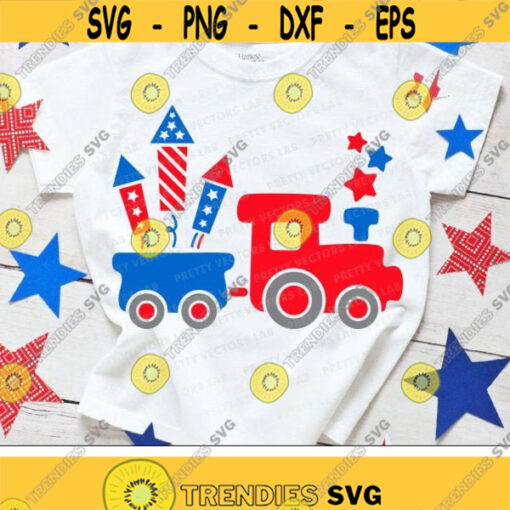 4th of July Train Svg 4th of July Cut Files Kids Svg USA Train Clipart Baby Svg Fireworks Patriotic Svg Dxf Eps Png Silhouette Cricut Design 1857 .jpg