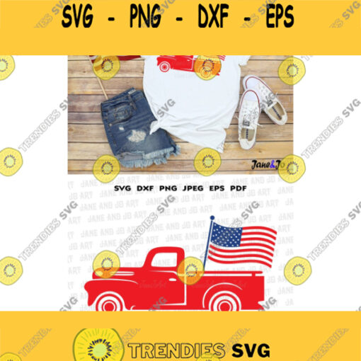 4th of July Truck SVG Truck SVG American Truck svg Patriotic Old Truck American Flag Truck svg Cricut Silhouette svg files Clipart