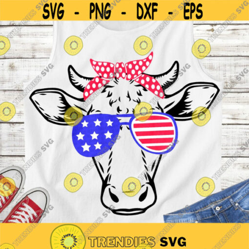 4th of July cow SVG Cow with american flag sunglasses Patriotic cow SVG American flag cow cut files
