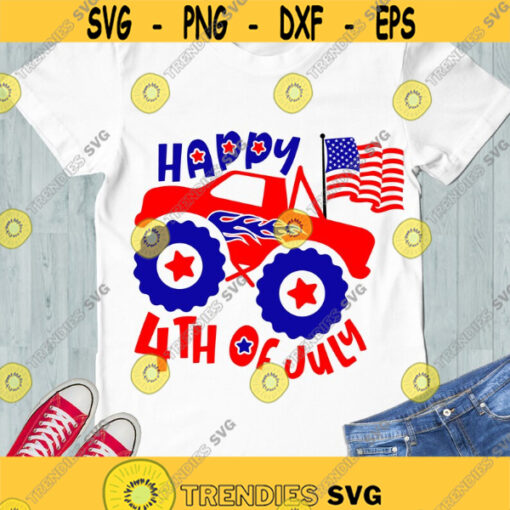 4th of July monster truck SVG Patriotic Monster Truck American Flag truck digital cut files