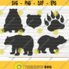 5 Bears Silhouettes Cut File cliparts printable vectors commercial use instant download Design 450