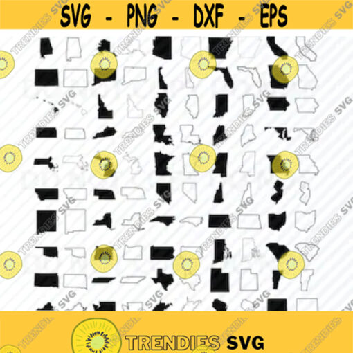 50 States Map SVG Bundle SVG Files For Cricut State Svg Bundle Vector Images Clip Art Silhouette SVG Eps Png ClipArt 50 States outline Design 23