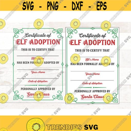 5x7 Elf Adoption Certificate Christmas Shelf Elf Adopt an Elf letter Holiday printable Elf Adoption Digital svg jpg dfx png Design 333