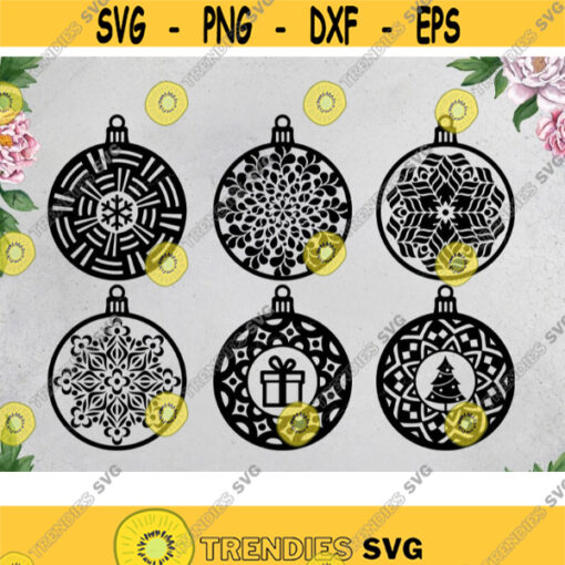 6 Christmas baubles Bundle Svg Winter Ornament Png Xmas landscape design Snowflake Family Holiday Present Cricut Silhouette Dxf Eps Htv .jpg