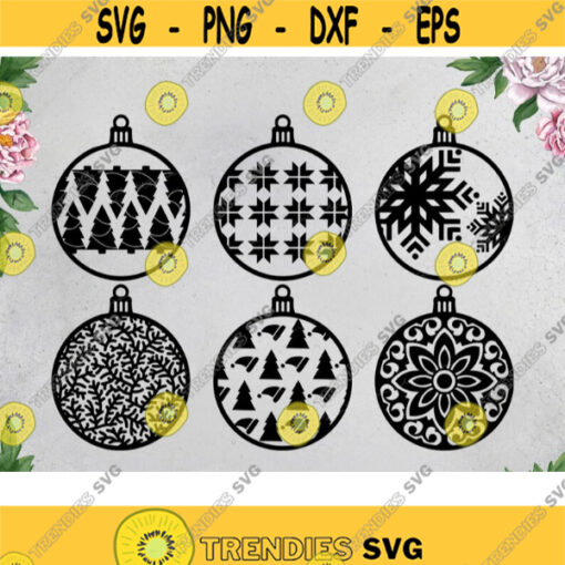 6 Christmas baubles Bundle Svg Winter Ornament Png Xmas landscape design Snowflake Family Holiday Present Cricut Silhouette Dxf Eps Htv.jpg