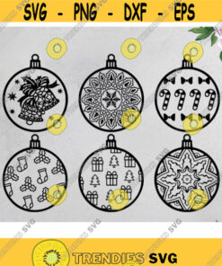 6 Christmas baubles Bundle Svg Xmas Ornament Png Winter Holiday design Santa Hat Snowflake Heart Sleigh Cricut Silhouette Dxf Eps Htv .jpg