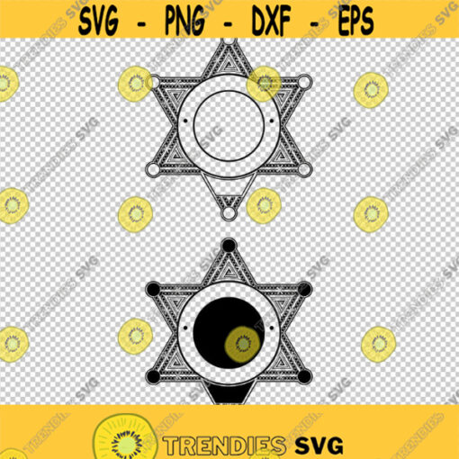 6 Point Star Officer Sheriff Customizable Empty Badge SVG PNG EPS File For Cricut Silhouette Cut Files Vector Digital File