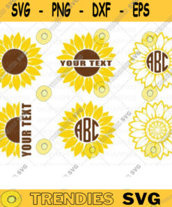 6 Sunflower Bundle Svg Sunflower And Gift Monogram Svg Sunflower Png Half Sunflower Svg Sunflower Clipart Set Cutting File For Cricut 551