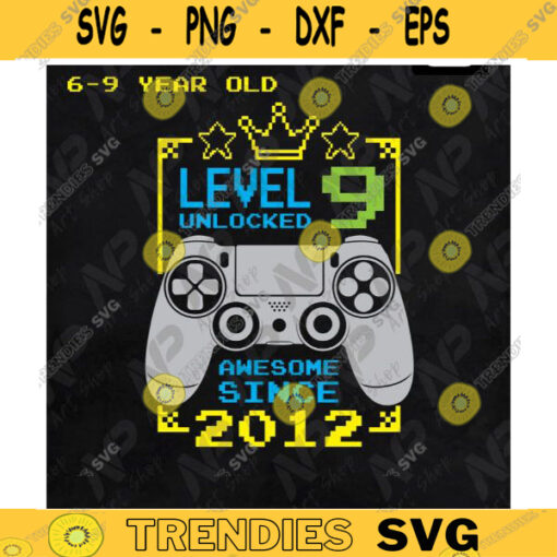 6th 7th 8th 9th birthday svg Level 7 8 9 Unlocked svg Gamer 6 7 8 9 years Old Video Game Controller Joystick for kid Png svg for Cricut Design 282 copy