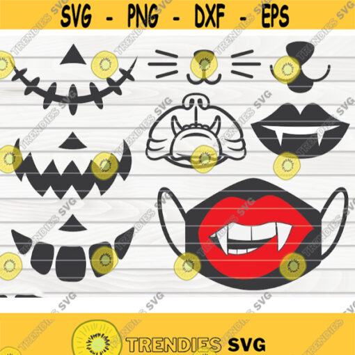 8 Face mask Halloween designs SVG Pumpkin Dog Cat Vampire Cut File clipart printable vector commercial use instant download Design 367