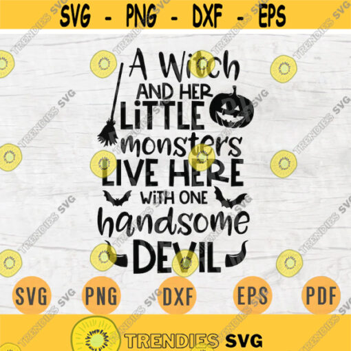 A Witch and Her Little Monsters Halloween Svg Vector File Halloween Cricut Cut File Halloween Svg Digital INSTANT DOWNLOAD On Shirt n889 Design 1056.jpg