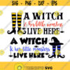 A witch lives here with her little monsters and one handsome devil Cuttable Design SVG PNG DXF eps Designs Cameo File Silhouette Design 973