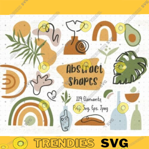 Abstract Boho shapes Svg bundle Rainbow SVG Floral abstract PNG clipart terracotta simple geometric shapes Svg Monstera leaf svg