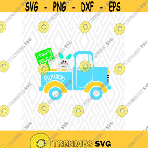 Adorable Easter Bunny Truck Monogram Cuttable Design in SVG DXF PNG Ai Pdf Eps Design 161