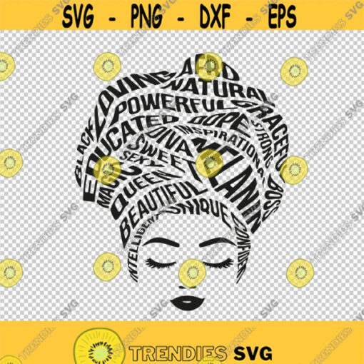 African American Melanin Black Queen Afro Hair Words SVG PNG EPS File For Cricut Silhouette Cut Files Vector Digital File