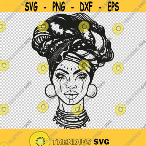 African American Melanin Black Queen Afro Headwrap Turban SVG PNG EPS File For Cricut Silhouette Cut Files Vector Digital File