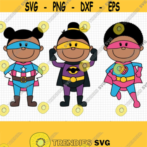 African American Superhero Girl SVG. Superheroes Bundle Clipart PNG. Baby Toddler Vector Cut Files. Digital Instant Download dxf eps jpg pdf Design 456