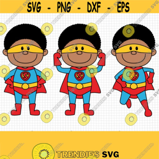 African American Superhero SVG. Kids Superheroes Bundle Clipart PNG. Baby Toddler Vector Cut Files. Digital Instant Download dxf eps jpg pdf Design 452