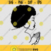African Woman Profile Afro Hair Girl Praying Hands SVG PNG EPS File For Cricut Silhouette Cut Files Vector Digital File
