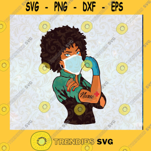 Afro Woman SVG Wearing Face Mask Afro SVG Melanin Black Girl Magic SVG