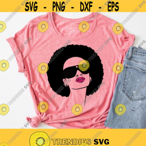Afro Woman With Glasses Svg African American Woman Svg Afro Girl Silhouette Svg Black Woman Svg Files for Cricut Woman Shirt Design Svg Design 147