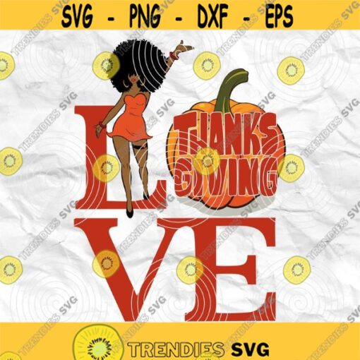 Afro girl Afro woman Afro lady Thanksgiving Day Thankful Fall SVG Printable file Sublimation file File for print File for cuting Design 161