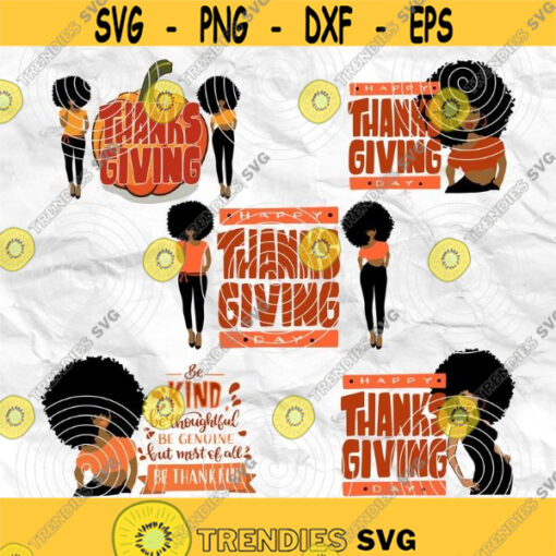 Afro girl Afro woman Afro lady Thanksgiving Day Thankful Fall SVG Printable file Sublimation file File for print File for cuting Design 166