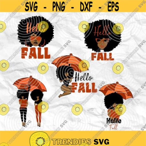 Afro girl Afro woman Curly Hair Afro hair Autumn design Fall SVG Printable file Sublimation file File for print File for cuting Design 81