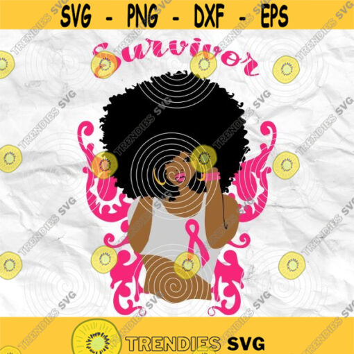 Afro girl Afro woman Curly Hair breast cancer pink cancer ribbon Printable file Sublimation file File for print File for cuting Design 100