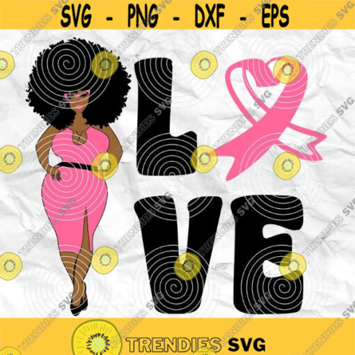 Afro girl Afro woman Curly Hair breast cancer pink cancer ribbon Printable file Sublimation file File for print File for cuting Design 103