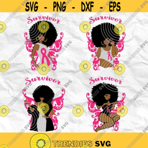 Afro girl Afro woman Curly Hair breast cancer pink cancer ribbon Printable file Sublimation file File for print File for cuting Design 169
